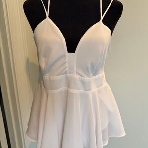 Express White Spaghetti Strap Peplum Camisole